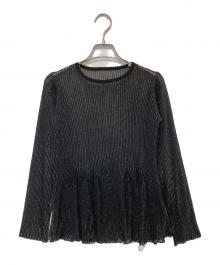 CFCL（シーエフシーエル）の古着「HYPHA LUCENT GLITTER LONG SLEEVE FLARE TOP（ハイファ ルーセントグリッターロングスリーブフレアトップ） カットソー / CF008KN222」｜ブラック