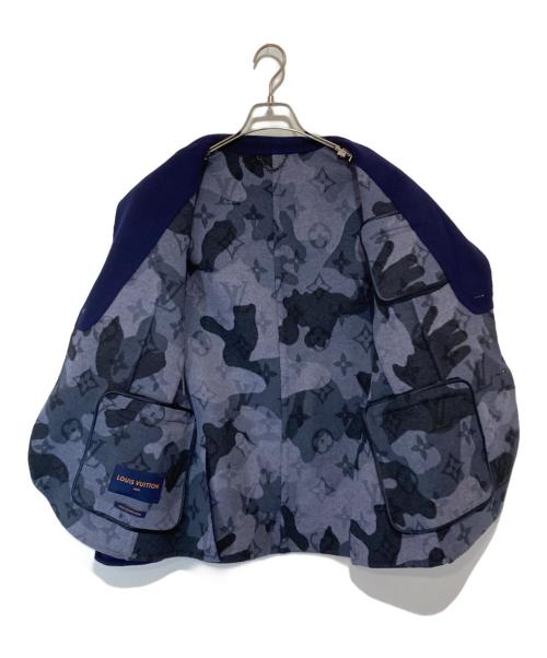 LOUIS VUITTON（ルイ ヴィトン）LOUIS VUITTON (ルイ ヴィトン) ウールカモフラージュ テーラードジャケット HJJ01EVZU ネイビー サイズ:48の古着・服飾アイテム