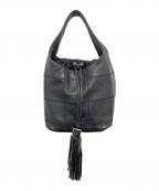 CHANELシャネル）の古着「ココマークチョコバー巾着フリンジバッグ　A19981」｜ブラック