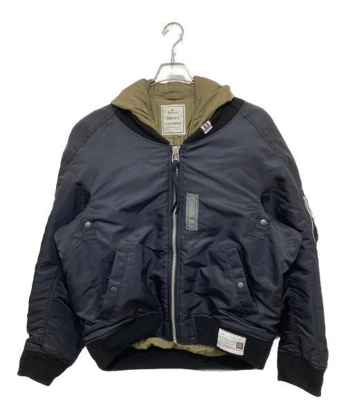 Maison MIHARA YASUHIRO（メゾン ミハラ ヤスヒロ）Maison MIHARA YASUHIRO Extended Placket Hood Flight Jacket(エクステンデッド プラケット フード フライト ジャケット) 25AW A15BL062 ブラック サイズ:48の古着・服飾アイテム