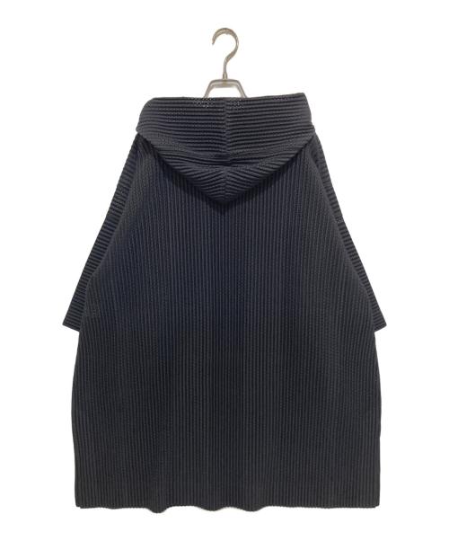 HOMME PLISSE ISSEY MIYAKE（オム プリッセ イッセイ ミヤケ）HOMME PLISSE ISSEY MIYAKE (オム プリッセ イッセイ ミヤケ) メッシュプリーツ フーデッドガウンコート　HP91JA149 ブラック サイズ:SIZE 1の古着・服飾アイテム