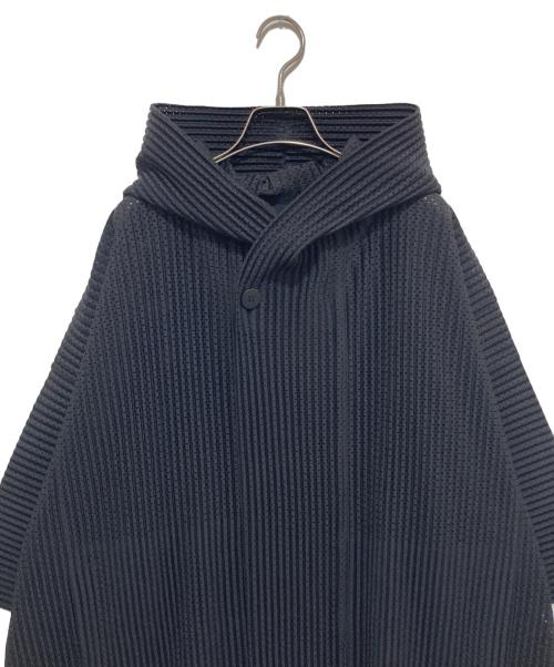 HOMME PLISSE ISSEY MIYAKE（オム プリッセ イッセイ ミヤケ）HOMME PLISSE ISSEY MIYAKE (オム プリッセ イッセイ ミヤケ) メッシュプリーツ フーデッドガウンコート　HP91JA149 ブラック サイズ:SIZE 1の古着・服飾アイテム