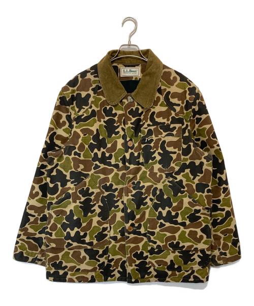L.L.Bean（エルエルビーン）L.L.Bean (エルエルビーン) 迷彩柄フィールドコート　ハンティングジャケット　ダックハンターカモ　襟コーデュロイ　カモフラカバーオール オリーブ サイズ:無の古着・服飾アイテム