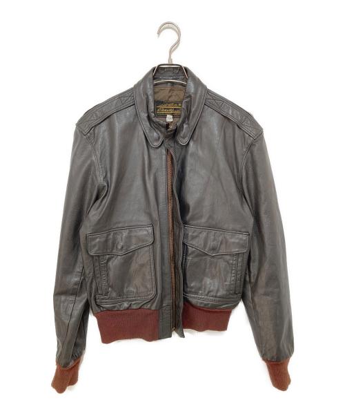 Eddie Bauer（エディーバウアー）Eddie Bauer (エディーバウアー) 80年代 A-2 レザーフライトジャケット USA製 黒タグ ブラック サイズ:40の古着・服飾アイテム