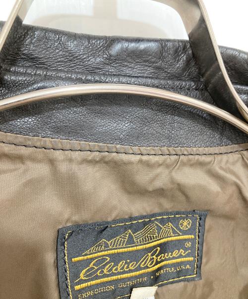 Eddie Bauer（エディーバウアー）Eddie Bauer (エディーバウアー) 80年代 A-2 レザーフライトジャケット USA製 黒タグ ブラック サイズ:40の古着・服飾アイテム