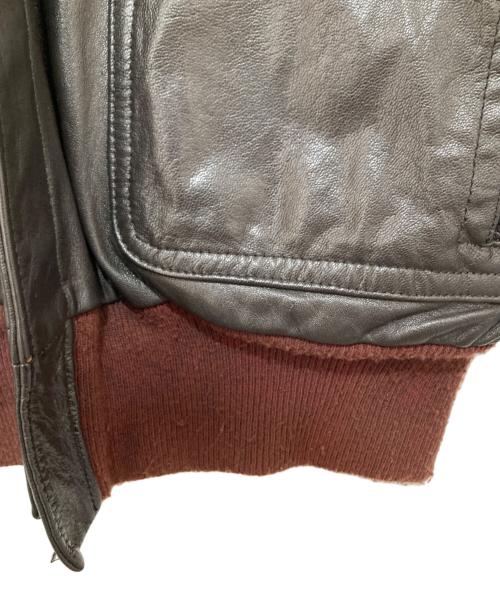 Eddie Bauer（エディーバウアー）Eddie Bauer (エディーバウアー) 80年代 A-2 レザーフライトジャケット USA製 黒タグ ブラック サイズ:40の古着・服飾アイテム