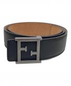 FENDIフェンディ）の古着「ダブルF レザーベルト」｜ブラック