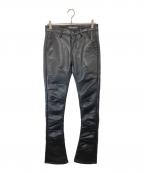 VALABASASバラバサス）の古着「レザーフレアパンツ」｜ブラック