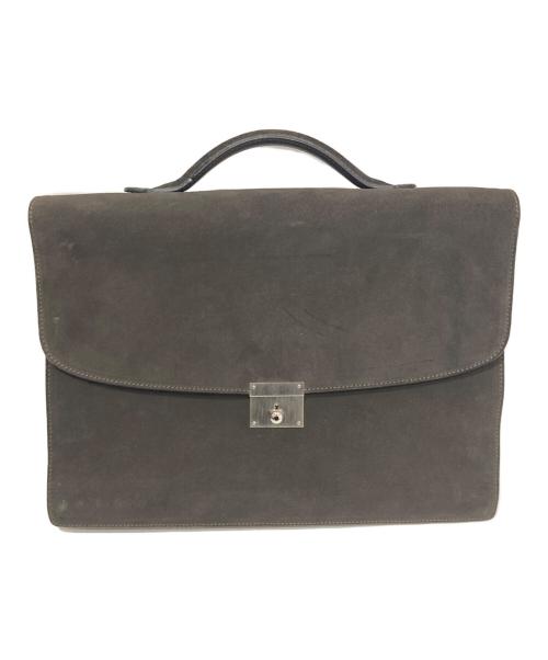 Valextra（ヴァレクストラ）Valextra (ヴァレクストラ) スエード ブリーフケース N370703 ダークブラウンの古着・服飾アイテム