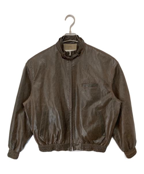 INSCRIRE（アンスクリア）INSCRIRE (アンスクリア) 24AW FAKE LEATHER THREE POCKET BLOUSON（フェイクレザー スリーポケットブルゾン）　I24AW-BZ71A ブラウン サイズ:2の古着・服飾アイテム