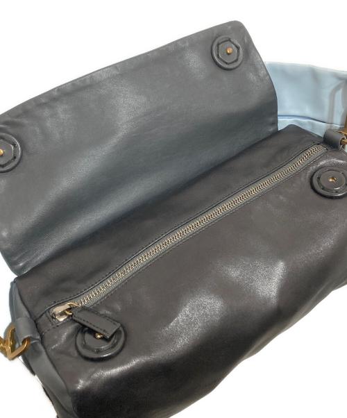 PRADA（プラダ）PRADA (プラダ) Leather Rectangle Bag(レザーバッグ) 01SS ブラック×ブルーの古着・服飾アイテム