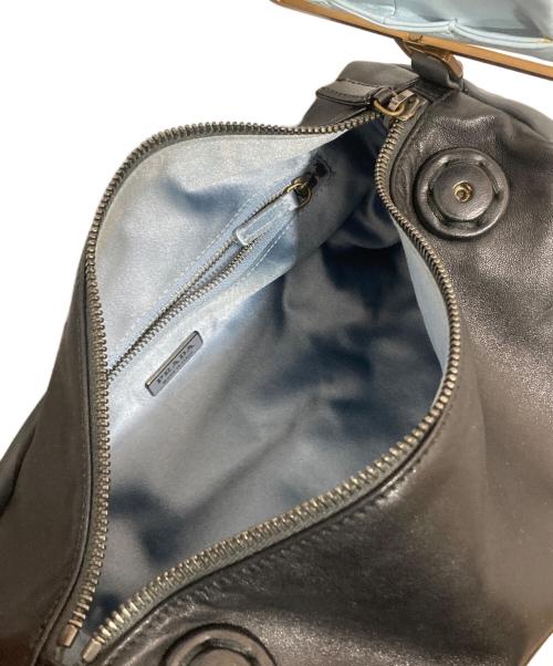 PRADA（プラダ）PRADA (プラダ) Leather Rectangle Bag(レザーバッグ) 01SS ブラック×ブルーの古着・服飾アイテム