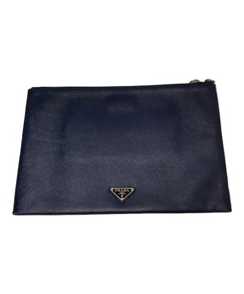 PRADA（プラダ）PRADA (プラダ) MONKEY ROBOT CLUTCH モンキーロボットクラッチバッグ 三角プレート ネイビーの古着・服飾アイテム