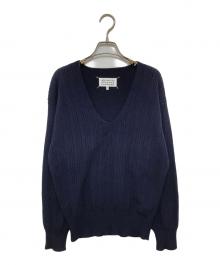 Maison Margiela（メゾンマルジェラ）の古着「Vネック コットンニット　S51HA0720」｜ネイビー
