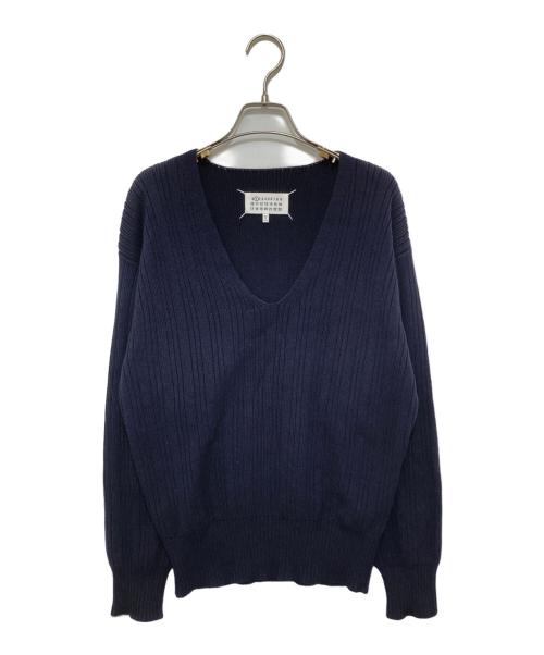 Maison Margiela（メゾンマルジェラ）Maison Margiela (メゾンマルジェラ) Vネック コットンニット　S51HA0720 ネイビー サイズ:Sの古着・服飾アイテム