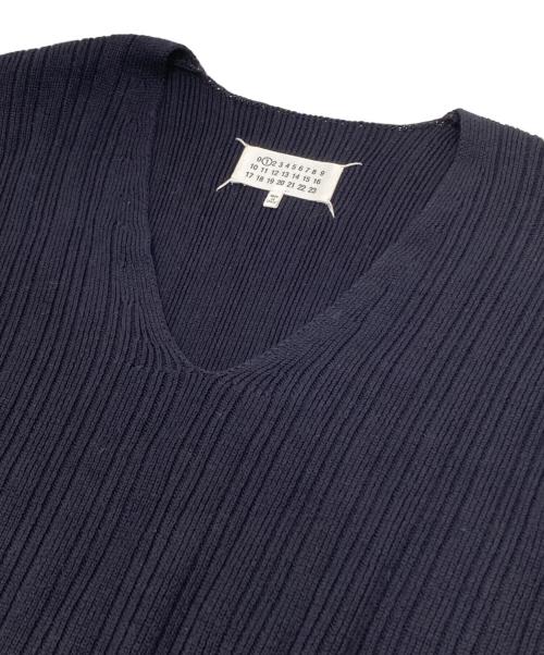 Maison Margiela（メゾンマルジェラ）Maison Margiela (メゾンマルジェラ) Vネック コットンニット　S51HA0720 ネイビー サイズ:Sの古着・服飾アイテム