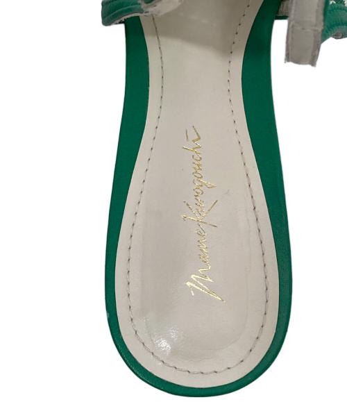 Mame Kurogouchi（マメクロゴウチ）Mame Kurogouchi (マメクロゴウチ) Low Heel Mesh Back Band Sandal ローヒールメッシュバックバンドサンダル グリーン サイズ:241/2の古着・服飾アイテム