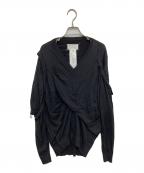 Maison Margielaメゾンマルジェラ）の古着「ドレープデザインVネックニット　S29HA0666」｜グレー