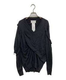 Maison Margiela（メゾンマルジェラ）の古着「ドレープデザインVネックニット　S29HA0666」｜グレー