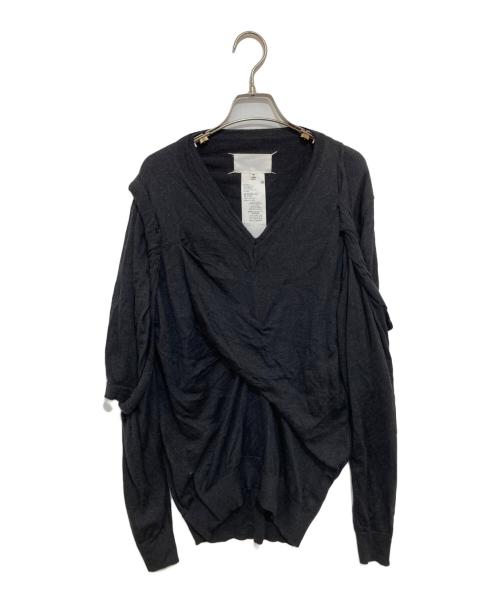 Maison Margiela（メゾンマルジェラ）Maison Margiela (メゾンマルジェラ) ドレープデザインVネックニット　S29HA0666 グレー サイズ:Sの古着・服飾アイテム