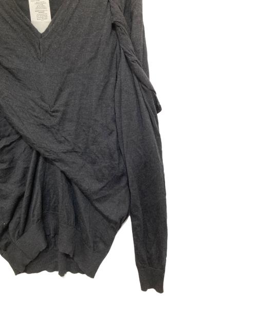 Maison Margiela（メゾンマルジェラ）Maison Margiela (メゾンマルジェラ) ドレープデザインVネックニット　S29HA0666 グレー サイズ:Sの古着・服飾アイテム