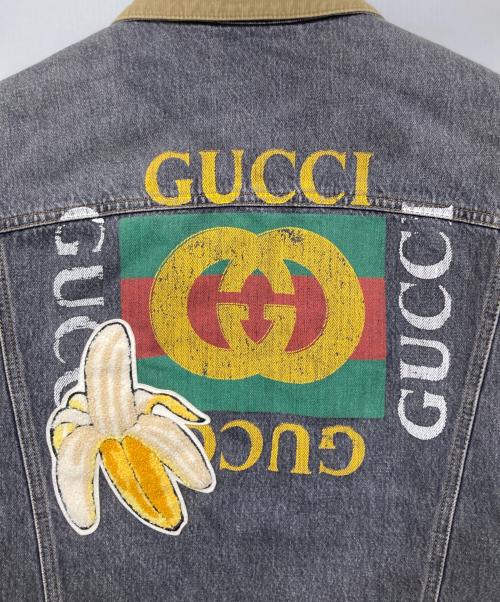 GUCCI（グッチ）GUCCI (グッチ) 18AW バックプリントワッペンデニムジャケット　525420 グレー サイズ:44の古着・服飾アイテム