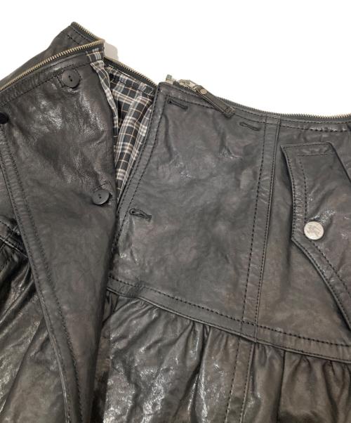 BURBERRY BLUE LABEL（バーバリーロンドンブルーレーベル）BURBERRY BLUE LABEL (バーバリーロンドンブルーレーベル) スカートドッキング ライダースジャケット　FRF38-636-09 ブラック サイズ:38の古着・服飾アイテム
