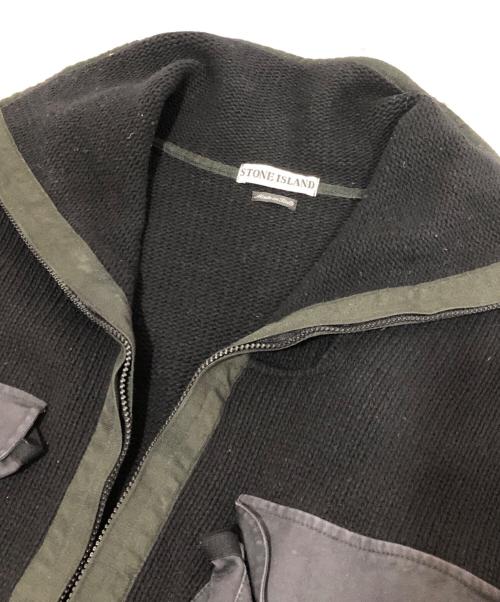 STONE ISLAND（ストーンアイランド）STONE ISLAND (ストーンアイランド) 98AW アーカイブ グリーンエッジ KNITTED UTILITY SMOCK / ハーフジップニット　29155R80 ブラック サイズ:Lの古着・服飾アイテム