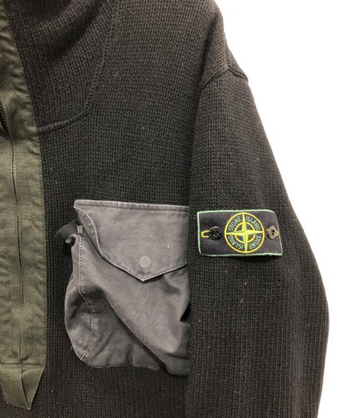 STONE ISLAND（ストーンアイランド）STONE ISLAND (ストーンアイランド) 98AW アーカイブ グリーンエッジ KNITTED UTILITY SMOCK / ハーフジップニット　29155R80 ブラック サイズ:Lの古着・服飾アイテム