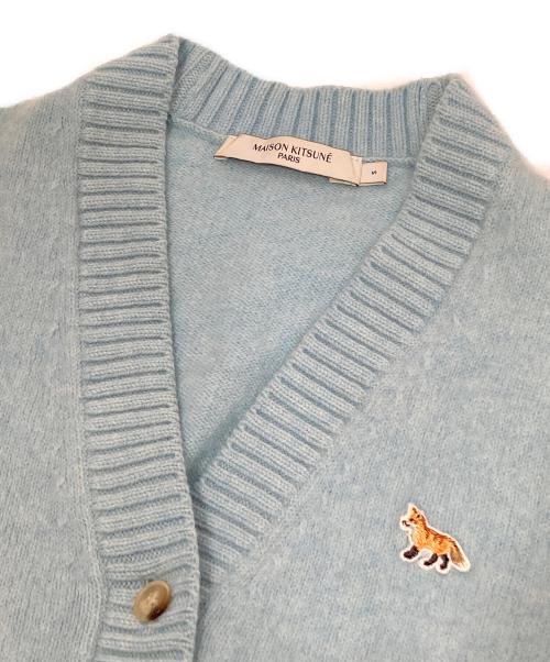 maison kitsune（メゾンキツネ）maison kitsune (メゾンキツネ) ワッペンロゴニットカーディガン　HW00513KT1006 スカイブルー サイズ:Sの古着・服飾アイテム