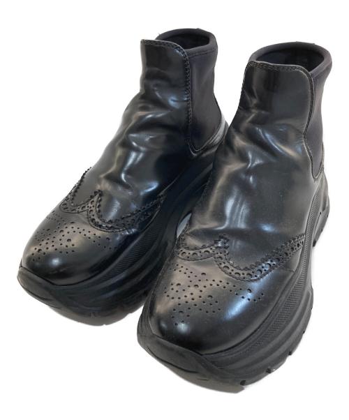 PRADA（プラダ）PRADA (プラダ) ウィングチップス チェルチ―ブーツ ブラック サイズ:36の古着・服飾アイテム