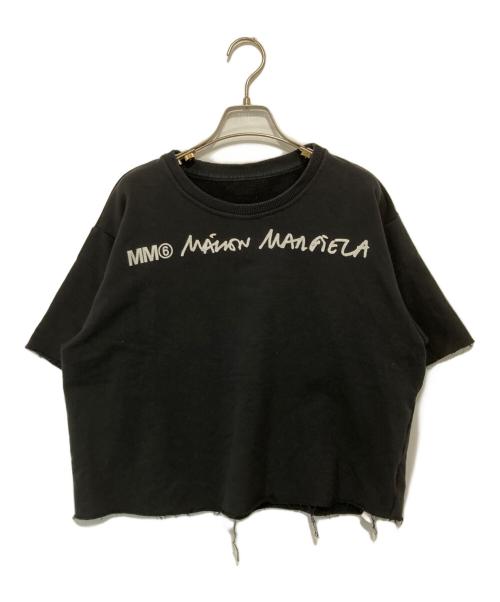 MM6 Maison Margiela（エムエムシックスメゾンマルジェラ）MM6 Maison Margiela (エムエムシックスメゾンマルジェラ) ワイドクロップドロゴTシャツ　S32GU0133 S25454 ブラック サイズ:Sの古着・服飾アイテム