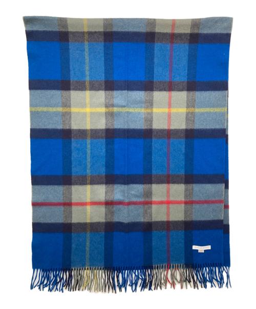 JOHNSTONS OF ELGIN（ジョンストンズオブエルガン）JOHNSTONS OF ELGIN (ジョンストンズオブエルガン) カシミヤ100％　大判ストール　チェックマフラー スカイブルーの古着・服飾アイテム