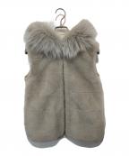 EMMETIエンメティ）の古着「ARLENE（アルレネ） ファー付き ムートンボア  ダウンベスト」｜ベージュ