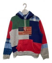 POLO RALPH LAUREN（ポロ・ラルフローレン）の古着「Vintage Multi Panelled Pullover Hoodie（ヴィンテージ マルチパネルド プルオーバー フーディ」｜マルチカラー