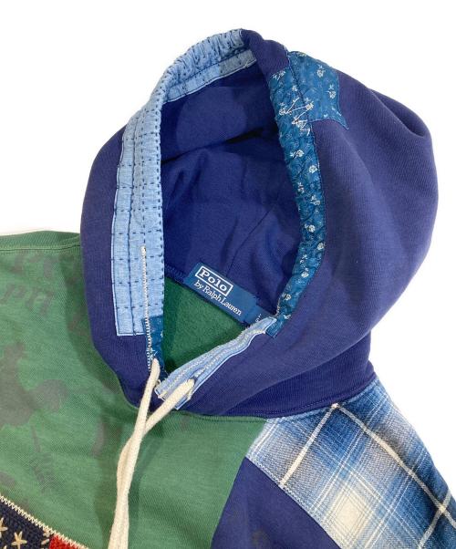 POLO RALPH LAUREN（ポロ・ラルフローレン）POLO RALPH LAUREN (ポロ・ラルフローレン) Vintage Multi Panelled Pullover Hoodie（ヴィンテージ マルチパネルド プルオーバー フーディ マルチカラー サイズ:Lの古着・服飾アイテム