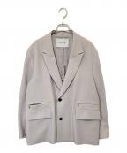 CULLNIクルニ）の古着「Double Satin Zip Pocket Tailored Jacket ダブルステインジップポケットテーラードジャケット」｜ベージュ