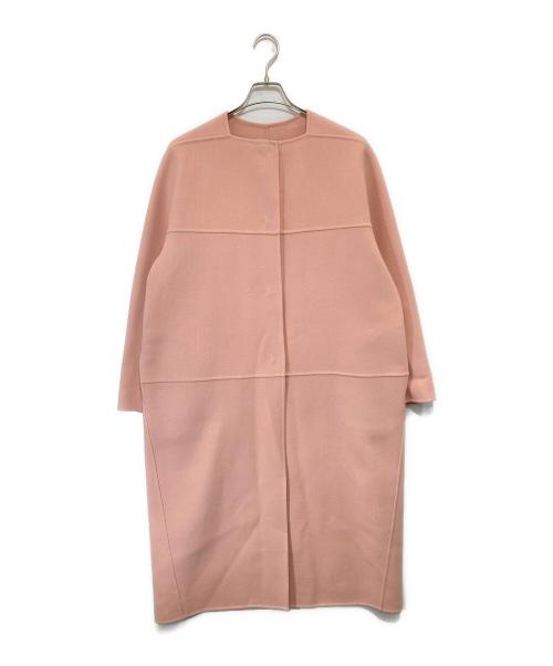 DRAWER（ドゥロワー）DRAWER (ドゥロワー) ノーカラーメルトンコート　6525-234-0700 ピンク サイズ:38の古着・服飾アイテム