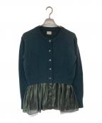 babacoババコ）の古着「Knit/Lurex Fabric Cardigan（ニット ルレックスファブリックカーディガン） BA01-TG52」｜グリーン