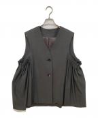 #Newansハッシュニュアンス）の古着「サイドギャザージレ / ベスト　VRNECW0412　亀恭子コラボ」｜グレー