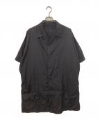 Yohji Yamamoto pour hommeヨウジヤマモト プールオム）の古着「オープンカラー ドルマンスリーブ ロングシャツ 22SS HG-B33-057」｜ブラック