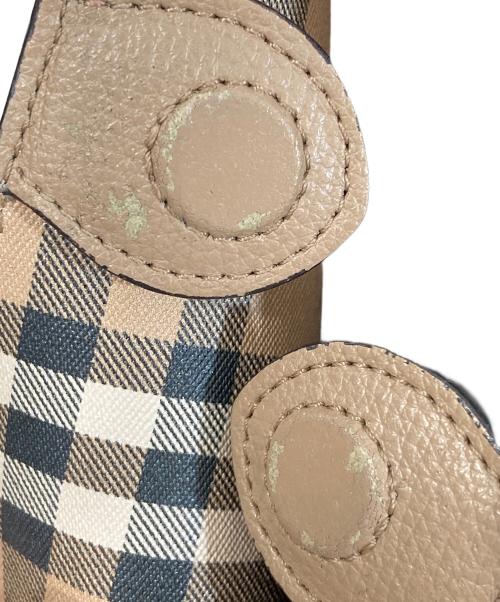 BURBERRY（バーバリー）BURBERRY (バーバリー) Lorne Haymarket Small Leather Tote Bag　ローンヘイマーケット スモールレザートートバッグ ベージュの古着・服飾アイテム