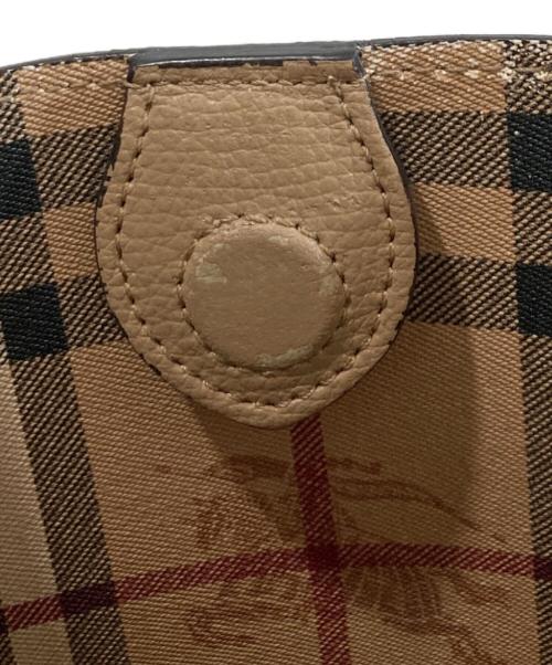BURBERRY（バーバリー）BURBERRY (バーバリー) Lorne Haymarket Small Leather Tote Bag　ローンヘイマーケット スモールレザートートバッグ ベージュの古着・服飾アイテム