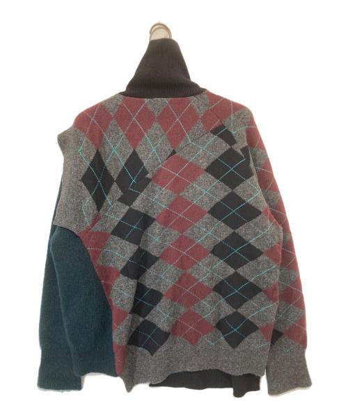 KOLOR（カラー）KOLOR (カラー) アーガイル×ファインウール ドッキングニット　20WCM-N03303 グレー×グリーン サイズ:3の古着・服飾アイテム