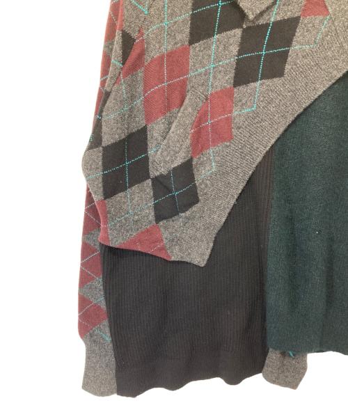 KOLOR（カラー）KOLOR (カラー) アーガイル×ファインウール ドッキングニット　20WCM-N03303 グレー×グリーン サイズ:3の古着・服飾アイテム