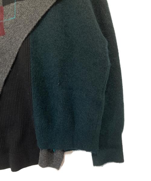 KOLOR（カラー）KOLOR (カラー) アーガイル×ファインウール ドッキングニット　20WCM-N03303 グレー×グリーン サイズ:3の古着・服飾アイテム