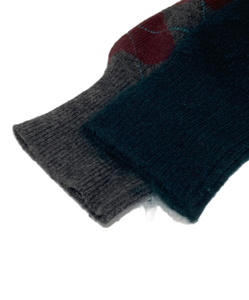 KOLOR（カラー）KOLOR (カラー) アーガイル×ファインウール ドッキングニット　20WCM-N03303 グレー×グリーン サイズ:3の古着・服飾アイテム