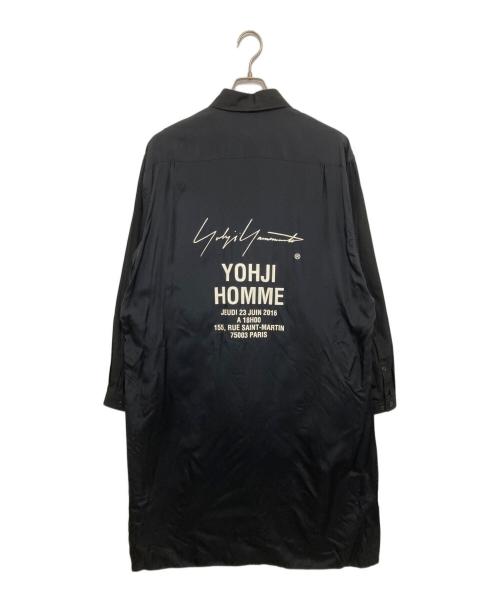 Yohji Yamamoto pour homme（ヨウジヤマモト プールオム）Yohji Yamamoto pour homme (ヨウジヤマモト プールオム) Cupro Staff Shirt（キュプラスタッフロングシャツ）HW-B08-212 ブラック サイズ:3の古着・服飾アイテム