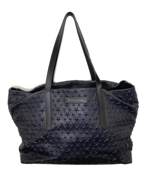 JIMMY CHOO（ジミーチュウ）JIMMY CHOO (ジミーチュウ) PIMLICO スターエンボス スモールトートバッグ　レザーバッグ ネイビーの古着・服飾アイテム