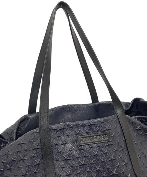 JIMMY CHOO（ジミーチュウ）JIMMY CHOO (ジミーチュウ) PIMLICO スターエンボス スモールトートバッグ　レザーバッグ ネイビーの古着・服飾アイテム